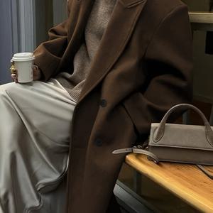 TEMU 플러스 사이즈, 여성용 오버사이즈 더블브레스트 라펠 코트 - 롱 맥시 길이 브라운 트렌치 코트, H-라인 실루엣, 노치 칼라 & 드레이프 숄더 슬리브, 우아한 겨울 재킷, 여행, 캐주얼 (올 시즌, 테일러드 루즈 핏)