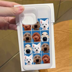 TEMU INS 스타일 창의적인 니치 아트 귀여운 강아지 머리 스티커 일러스트 폰 케이스, for iPhone 17 16E 16 15 14 11 Pro Max Mini Air XR XS X 7 8 Plus 호환, 소프트 TPU 무광택 백 커버