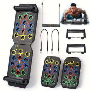 TEMU 4-in-1 미끄럼 방지 푸시업 보드 - 휴대용 코어 강도 및 전체 신체 조형 장비, 남성과 여성에게 설, JKSHMYT 브랜드, 폴리프로필렌 재질, 컬러풀한 손잡이가 있는 검정색, 코어 강도 훈련|다용도 피트니스 기어|내구성 있는 운동 매트, 푸시업 보드