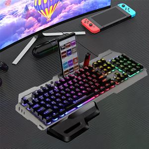 TEMU 유선 게이밍 키보드 + 손목 받침대, 타이핑 오피스 범용 USB 플러그 조명 키보드, 윈도우 시스템 호환, 컴퓨터 키보드,윈도우 호환 가능,백라이트 키,컴팩트 키보드,고품질 키,반응형 스위치,게이밍 주변기기,PC 사용자