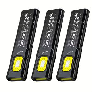 TEMU 3개 휴대용 LED 손전등, 미니 5가지 모드 토치, 펜 클립 포함 밝은 야외 랜턴, USB 충전식, 빨간색 및 파란색 스트로브 조명, 하이킹, 캠핑 및 비상용으로 적합한 얇고 가벼운 작업등|캠핑랜턴|후레쉬