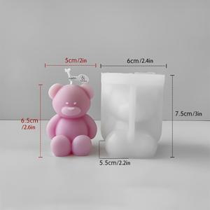 TEMU 귀여운 곰 앉은 자세가 있는 DIY 동물 향초 실리콘 몰드와 석고 연삭 도구