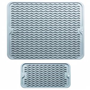 TEMU 다용도 미끄럼 방지 실리콘 식기 건조 매트 2개 세트, 내열성 실리콘 매트 (16