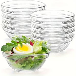 TEMU 10개 미니 유리 그릇 - 클리어, 쌓기 가능 & 내열성 - 젤리, 푸딩, 디저트용 - 식기세척기 사용 가능, 홈, 주방, 및 카페에 완벽