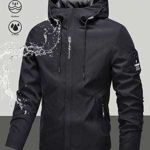 TEMU 남성용 풀 집업 후드 재킷 (풀 집업 클로저 & 지퍼 포켓) - 가벼운 방풍 쉘, 풀 집업 앞면, 풀 집업 후드 디자인, 봄/가을용 캐주얼 아웃도어 코트, 세탁기 사용 가능 (, 네이비, 브라운, 올리브, 그레이, 라이트 그레이, 다크 그레이)