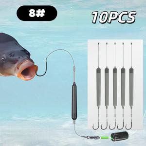 TEMU 10개입 바닥라인 낚시바늘 세트 + 플로팅 루어 키트, 초강력 날카롭고 관통성 뛰어난 내식성, 담수 및 해수낚시에 적합