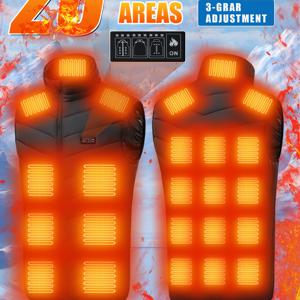 TEMU 2025 신상 남성용 겨울 아웃도어 조끼, USB 히팅 기능 26구역 (배터리 패크 제외) - 캠핑, 헌팅, 하이킹에 적합한 따뜻한 야외 조끼