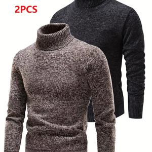 TEMU 2개 남성용 스포츠 니트 스웨터, 라운드넥 플리스 안감 따뜻한 풀오버, 카디건 맨즈 가디건|가디건