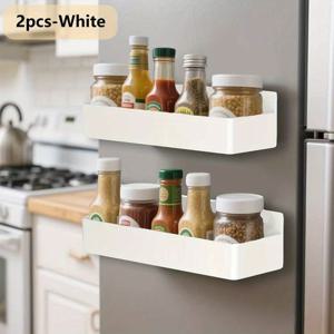 TEMU 2/4팩 대형 자석 플라스틱 보관 바구니 - 헤비듀티 블랙 냉장고 자석, 드릴/접착제 없는 설치, 공간 절약형 다기능 주방 정리함, 냉장고, 전자레인지, 세탁기용 걸이 선반 (양념 & 주방용품, 플로팅 선반)