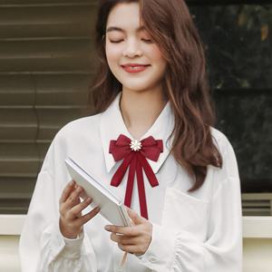 TEMU 1개 우아한 여성용 단색 리본 나비 넥타이, 인조 진주 악센트, 폴리에스테르 짜임 스트리머 나비 매듭, 데일리 웨어, 외출, 파티를 위한 다재다능한 패션 액세서리 - 캐주얼 스타일