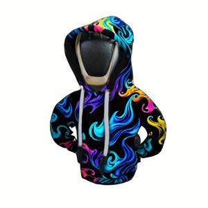 TEMU 【튼튼한 제작】화려한 불꽃 영감 후드 디자인 기어 시프트 커버 - 폴리에스테르, 방진, 생동감 있는 자동차 인테리어 액세서리, 친구에게 이상적인 선물