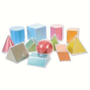 TEMU [12개 3D 기하 모델 키트] 12개 3D 기하 모델 키트, 확장 가능한 종이 가장자리, 면적 및 표면적 교육용 PE 모양, 비전기, 무전지, 내구성 있는 플라스틱 소재