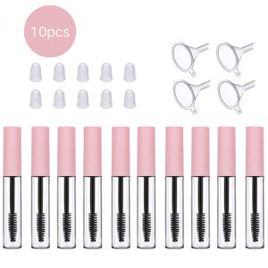 TEMU 10개 팩 빈 마스카라 튜브, 막대 포함, 5ml 누출 방지 플라스틱 용기, 무향, DIY 화장품을 위한 미니 깔때기 및 마개 포함