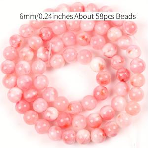 TEMU ASVRAI U 천연석 비즈 - 핑크 & 화이트 페르시안 칼세도니, DIY 주얼리 만들기용 6/8/10/12mm 라운드 폴리쉬드 비즈, 팔찌 & 목걸이 - 15인치 스트랜드, 손으로 광택 처리된 중동 시리즈, 창의적인 공예 | 광택 있는 돌 비즈 | 매끄러운 질감의 비즈, 주얼리 만들기에 적합한 비즈
