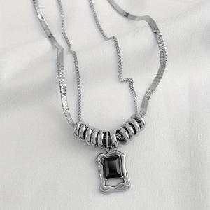 TEMU 1피스 후프 펜던트 플랫 스네이크본 목걸이, 힙합 스타일 체인 주얼리, 남성에게 딱 맞는 완벽한 선물 (2개 세트)