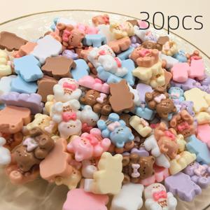 TEMU 30개 세트 귀여운 미니 곰 모양 레진 액세서리, 비즈 & 비즈 세트, 색상: 핑크, 브라운, 옐로우. 사진 액자 장식, 휴대폰 공예용 곰 DIY 액세서리, 나만의 독특한 작품 만들기, DIY 공예,귀여운 곰 매력,기발한 악센트,레진 참,공예 용품,미니 참,공예 애호가,취미 활동가들