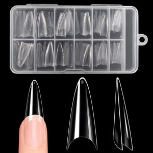 TEMU 240개입 미디엄 젤 네일 팁 - 12가지 사이즈의 투명 프레스온 네일, 부드러운 아크릴 반커버 인조 네일 팁, 네일 익스텐션, 살롱 및 홈 사용, 글로시, 뷰티 애호가, 뷰티 러버, 내구성 좋은 소재, 부드러운 부착, 살롱 품질
