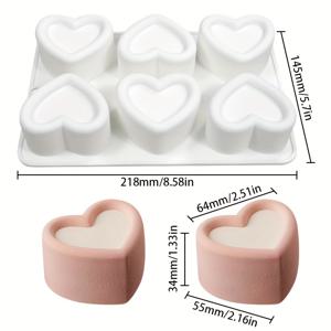 TEMU 1개, 하트 모양 그루브 프렌치 디저트 무스 몰드, 3D 실리콘 몰드, 라운드 캔디 몰드, 푸딩 몰드, 석고 향초 만들기 몰드, 베이킹 도구, 주방 가제트, 주방 액세서리