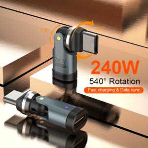 TEMU 회전 USB C 어댑터, USB3.1 Type-C to USB-C Male to Female 변환기, 240W 고속 충전 지원, 노트북 및 태블릿 & 휴대폰용 Type C OTG 어댑터, 폰 커넥터,USB 데이터 전송,컴팩트 디자인,휴대용 변환기,신뢰할 수 있는 연결,충전 허브,가제트 애호가,모바일 사용자