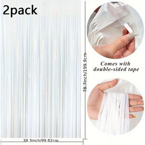 TEMU 생일, 결혼식, 독신여행, 약혼, 브라이덜 샤워, 졸업, 기념일, 할리우드 파티, 홈커밍, 할로윈, 크리스마스 또는 새해 파티 장식을 위한 2개 세트 화이트 스트리머 배경