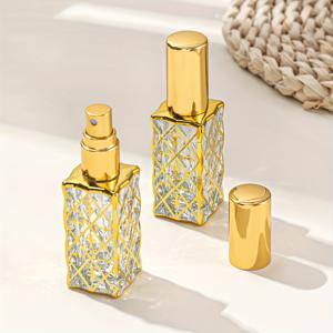 TEMU 2개 골든 향수 스프레이 병 - 아랍 중동 스타일, 12ml/0.41oz 유리 리필 가능 여행용 분무기, 미세한 안개, PVC 무함유, 여성 남성 선물 (생일 크리스마스 발렌타인데이)