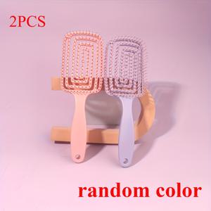 TEMU 2개 대형 엘보/크라니얼 마사지 헤어 빗 - 젖은/마른 머리용 두피 마사지기, 넓은 이빨 빗살 디자인, 파스텔 핑크 & 휴대용 보관 구멍 - 모든 머리 타입, 민감한 두피 케어 및 목욕 후에 이상적