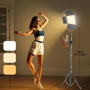 TEMU ZOMEI 10인치 패널 필 라이트 (휴대용 조절식 삼각대 포함) - 57인치 높이, 휴대폰 홀더, USB 전원, 라이브 스트리밍, 셀카, 게임용 LED 조명