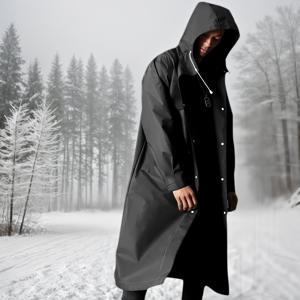 TEMU 풀커버 헤비듀티 고품질 방풍 재킷 & 팬츠형 코트 - 조절 가능한 후드 레인 슈트, s 사이즈, 컴팩트 아웃도어 기어 (사이클링, 하이킹, 캠핑, 여행용) - 재사용 가능한 방풍 레인웨어 (블랙) - 손세탁 가능