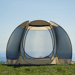 TEMU 6인용 팝업 스크린 텐트 (캐리백 포함) - 내구성 폴리에스터 야외 모기장, 파티오·정원·데크용 - 화이트, 지퍼형, 사계절 선쉘터, 가족 모임용, 현대적 쉼터, 쉬운 설치, 아웃도어 스크린, 가제보 네트 프레임, 야외 가제보, 강력한 캠핑 텐트, 캠핑용품, 모기장 쉘터, 대형 모기장, 타프스크린, 그늘막 텐트|텐트