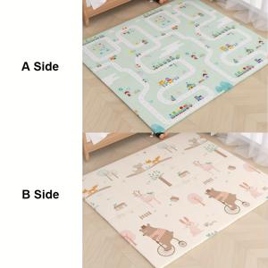 TEMU XPE 폼 접이식 아기 기어다니기 매트, 양면 프린팅 폼 매트, 어린이 놀이 매트, 미끄럼 방지 표면, 휴대 및 세척 용이, 침실, 거실에 적합, 유아용 플레이매트