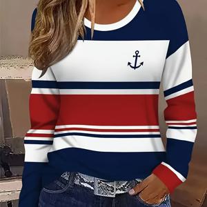 TEMU 여성용 가을/겨울 신상 캐주얼 패턴 플리스 원목폴로 긴팔 티셔츠