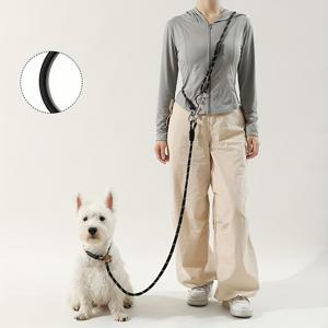 TEMU 다용도 핸즈프리 개 리쉬 - 조절 가능한 크로스바디 나일론 견인 로프, 줄무늬 패턴, 러닝 및 워킹에 이상적, 모든 개 크기에 적합한 편안한 그립 핸들