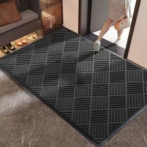 TEMU 두꺼운 고무 테두리 미끄럼 방지 현관 매트, 발 닦는 도어매트, 관리가 쉬우며 내구성이 뛰어나고 손상이 적음, 미끄럼 방지, 다양한 사이즈 선택 가능, 실내외 겸용, 파티오, 상점, 정문에 적합, 입체적인 디자인, 고급스럽고 오래 지속됨