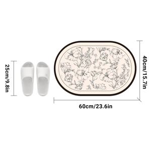 TEMU 1pc 꽃무늬 흡수성 욕실 매트, 미끄럼 방지 고무 뒷면, 빠른 건조 부드러운 욕실 러그, 주방, 거실, 입구 장식용, 직사각형 폴리에스터 바닥 매트, 기계 세척 가능, 욕실 바닥 매트