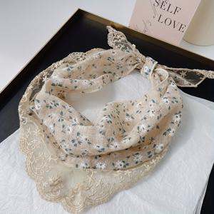TEMU 여성을 위한 가벼운 플로럴 레이스 장식 삼각 스카프 1개. 봄, 여름 캐주얼 의상에 완벽합니다. 스타일리시한 헤어밴드 또는 넥 사용할 수 있으며 다양한 색상으로 제공됩니다.|린넨