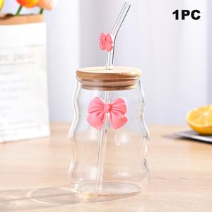 TEMU 1개 대용량 450ml 내열 보로실리케이트 유리컵 (뚜껑 & 빨대 포함) - 뜨거운/차가운 음료용 캠핑, 사무실, 헬스용 내열 유리컵 - 크리스마스/어버이날 선물로 이상적