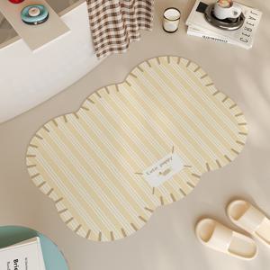 TEMU 미끄럼 방지 - 빠른 건조 욕실용 베이지 & 화이트 , 미끄럼 방지 샤워, 화장실, 세면대 매트, 아파트용 - 고무 백킹, 현대적 디자인, 내구성, 모던 홈오너