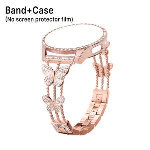 TEMU 2개 세트: 반짝이는 충돌 방지 은색 장미 금색 고성능 소재 시계 케이스 및 조절 가능한 나비 모양의 금속 스트랩, 반짝이는 , 삼성 갤럭시 시계 3/4/5/6 및 갤럭시 시계 7(40mm/44mm/45mm)와 호환 가능 - 여성용 스타일리시한 청년 디자인