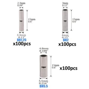 TEMU 300개 헤비듀티 구리 전기 커넥터 - BNT5.5/BNT2.0/BNT1.25 압축 스플라이스 터미널, 비절연 퀵 커넥트 와이어링 플러그, 내부 나사산 포함 - 산업용, 자동차, 가정용 전기 시스템 - 구리 파이프 및 전선과 호환 - 쉬운 설치 및 내구성 있는 접합 - 안전한 전기 연결을 위한 다양한 크기의 300개 구리 커넥터 포함