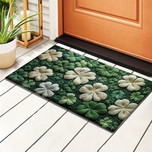 TEMU 1개 소프트 그린 클로버 욕실 매트 - 미끄럼 방지 속건성 욕실 러그, 미끄럼 방지 고무 뒷면, 세탁기 사용 가능한 욕실 매트 (샤워, 욕조, 주방용) - 어버이날, 졸업식, 크리스마스 선물로 이상적 - 내구성 좋은 폴리에스터 욕실 장식, 욕조용 욕실 매트