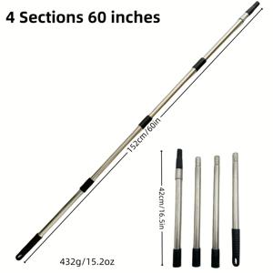 TEMU 60인치 스테인리스 텔레스코픽 장식용 막대, 확장형 로드