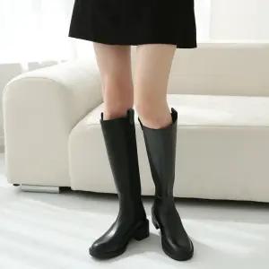 [비비오]가죽 스판 통굽 여성 빅사이즈 하비 통넓은 롱부츠