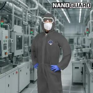 나노가드 P1 원피스 작업복 회색 / XL XXL XXXL 일회용 작업복 방진복 보호복 부직포 안전복