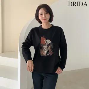 [드리다]엄마옷 드리다 가을 겨울 프린팅 빅사이즈 스판 티셔츠 40대 미시 50대 중년 여성옷 출근 모임 선