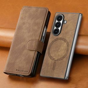 삼성 갤럭시 Z 폴드 7 5G 맥세이프 커버 가죽 북 6 케이스, 카드 고급 마그넷 5 4 2IN1 케이스 3 폴드6 Z폴드