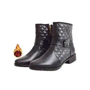 [하프클럽/세자매]따뜻한 기모안감 여성앵클부츠 지퍼  통굽 방한부츠 / 국산