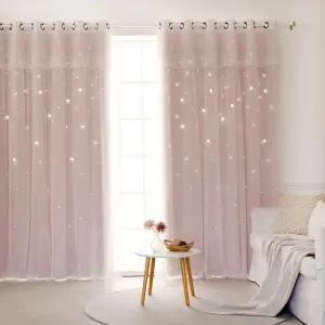 디망쉬스타 펀칭암막+디망쉬레이스 대형커튼 4장+커튼봉15자