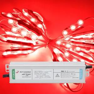 고효율 12V LED3구모듈 적색200개+200W안정기세트 29.6M 간판 유리 테두리조명 국산 인터원