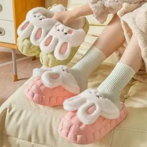 래빗 여성용 따뜻한 실내화 사무실슬리퍼 거실 신발 털슬리퍼