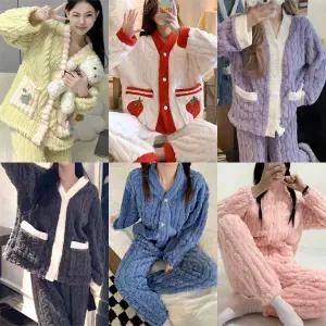 꽈배기수면세트/밍크잠옷/후리스/여성/기모/극세사/긴팔상하세트/커플/남여공용/겨울/홈웨어/이지웨어/파자마